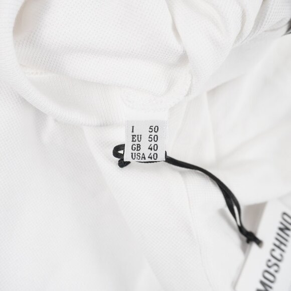 Moschino Logo Polo Shirt In White And Gold Men's Size US 40/EU 50 NWD - Picture 7 of 12